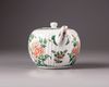 A Chinese famille verte moulded teapot and cover