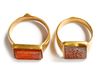 TWO AGATE SEAL GOLD RINGS