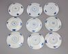 Nine small Chinese blue and white saucers