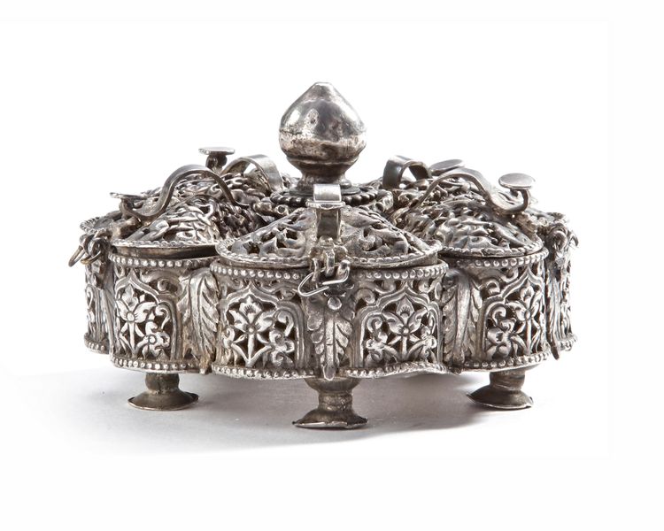 A SILVER SPICE BOX, MALWA, CENTRAL INDIA, 19TH CENTURY
