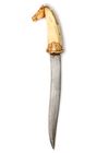 A MUGHAL BONE-HILTED STEEL HORSE HEAD DAGGER (KHANJAR), NORTHERN INDIA, CIRCA 1800