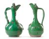 TWO LIGHT GREEN-GLAZED CANAKKALE POTTERY EWERS, OTTOMAN TURKEY, 19TH CENTURY