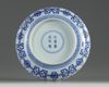 A Chinese blue and white 'peach' dish