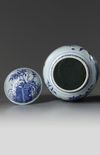 A Chinese blue and white 'floral' ovoid jar and cover