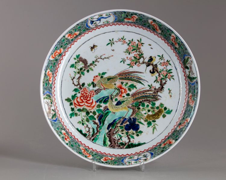 A CHINESE FAMILLE VERTE 'PHEASANT' CHARGER