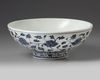 A Chinese blue and white 'peony scroll' bowl