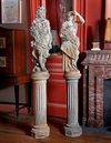 A PAIR OF TERRACOTTA FIGURES, EMBLEMATIC OF SPRING AND AUTUMN, 19TH CENTURY