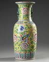 A Chinese yellow-ground famille rose 'phoenix and peony' vase