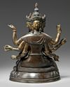 A Chinese cold-gilt bronze eight-armed Avalokitesvara