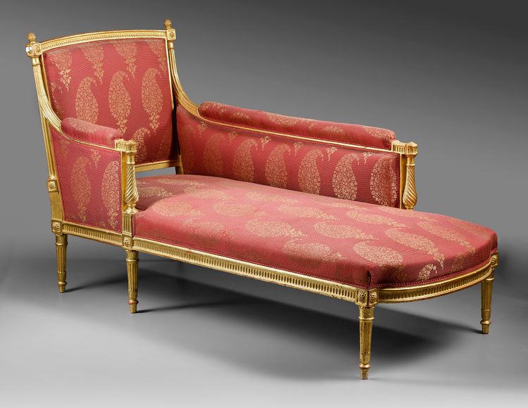 A FRENCH LOUNGE CHAIR, LOUIS XVI STYLE, LATE 19TH CENTURY