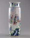 A Chinese wucai rouleau vase