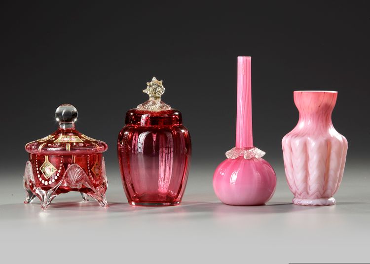 A GROUP OF FOUR MURANO GLASS OBJECTS, LATE 19TH CENTURY