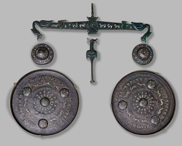 AN IMPORTANT PAIR OF BRONZE BALANCE SCALES FROM KHORASAN, 11-12TH CENTURY AD