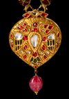 A GEM-SET AND ENAMELED GOLD PENDANT, INDIA, CIRCA 19TH CENTURY