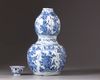 An unusual Chinese blue and white double-gourd vase