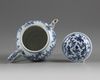 A Chinese blue and white moulded teapot