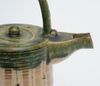 A Japanese oribe-ware cylindrical teapot with handle