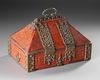 A SOUTHERN INDIAN BRASS MOUNTED PAINTED CASKET, EARLY 20TH CENTURY