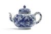 A large Chinese blue and white 'birds and flowers' teapot and cover