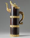A large Chinese gilt-copper mounted zitan ewer and cover, duomuhu