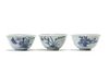 Three Chinese blue and white 'floral' bowls