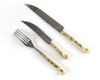 A SET OF TWO OTTOMAN BONE-HILTED KNIVES AND A FORK, SARAJEVO OTTOMAN BALKANS DATED 1901