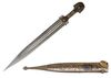 A CAUCASIAN NIELLO-SILVER KINDJAL WITH SCABBARD, 19TH CENTURY