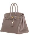 Hermès Birkin 35 Taurillon Clemence Doublure Chevre Etoupe