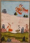 AN INDIAN MINIATURE, A CELESTIAL MEETING, 19TH-CENTURY