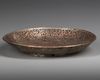 A COPPER INLAID ENGRAVED METAL DISH, 20TH CENTURY