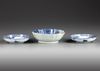 THREE JAPANESE BLUE AND WHITE DISHES, 17TH CENTURY