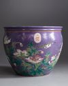 A Chinese purple-ground famille rose 'Dayazhai'-style jardiniere