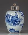 A Chinese blue and white silver mounted jar