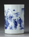 A CHINESE BLUE AND WHITE BRUSH POT, BITONG, QING DYNASTY (1644–1911)