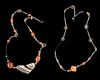 TWO CARNELIAN AND BANDED AGATE BEAD NECKLACES