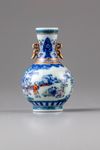 A famille rose blue and white miniature vase