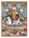 A THANGKA DEPICTING MANJUSHRI ON A SNOW LION, TIBET, LATE 19TH CENTURY