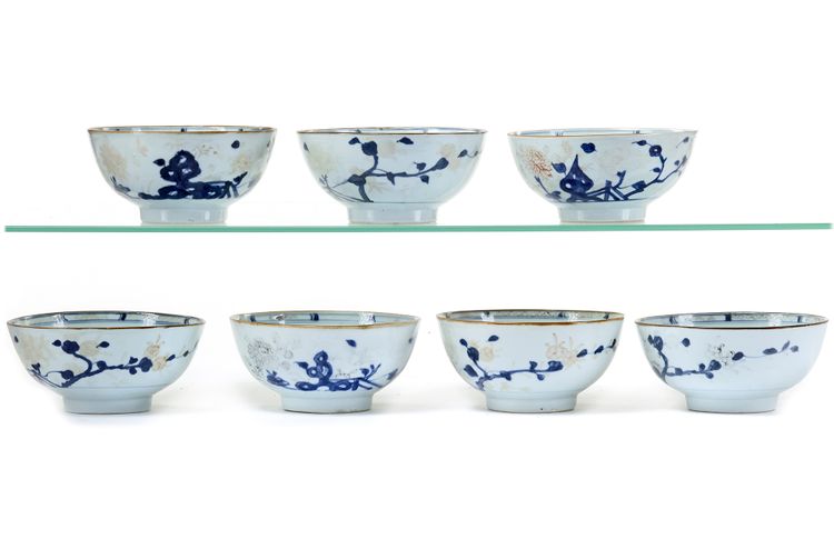 SEVEN CHINESE NANKING CARGO BOWLS, 1752