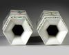 A pair of Chinese famille verte hexagonal vases