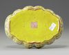 A Chinese yellow-ground famille rose 'tea poem' foliate tray