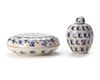 A CHINESE BLUE AND WHITE BOX AND POT, 18TH CENTURY