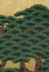 A TALL JAPANESE  SIX-PANEL BYÔBU WITH PINE TREE FOREST, FIRST HALF 19TH CENTURY
