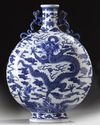 A LARGE CHINESE BLUE AND WHITE 'DRAGON' MOONFLASK, CHINA, 20TH CENTURY