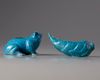 TWO CHINESE ROBIN'S EGG-GLAZED WATER DROPPERS, 19TH-20TH CENTURY