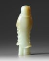 A CHINESE WHITE AND RUSSET JADE LUOHAN, DAMO, 19TH-20TH CENTURY