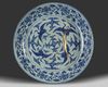 A LARGE CHINESE BLUE AND WHITE 'CRANES' CHARGER,MING DYNASTY (1368-1644)