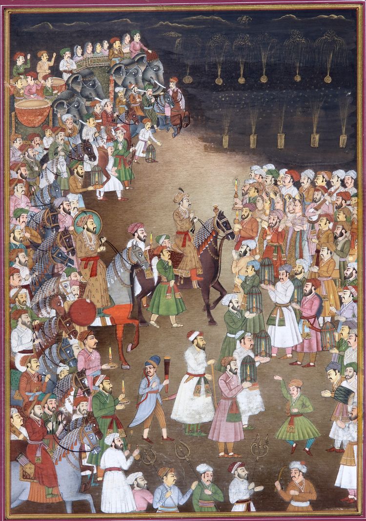 INDIAN MINIATURE PROCESSION SCENE, 19TH CENTURY