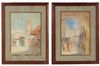 ORIENTALIST SCHOOL, FIGURES IN THE STREETS IN CASABLANCA AND FEZ, WATERCOLORS ON PAPER, 20TH CENTURY