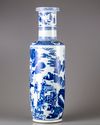 A blue and white rouleau vase