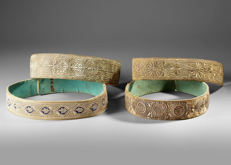 FOUR EMBROIDERED YEMENI BELTS, 19TH CENTURY